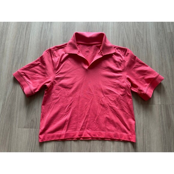 lululemon athletica Tops - Lululemon Swiftly Tech Relaxed-Fit Cropped Polo Shirt Lip‎ Gloss Pink size 4